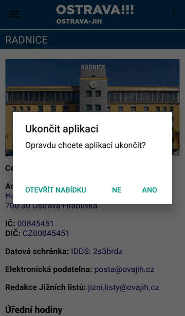 tlacitko zpet mobilni aplikace ostrava jih